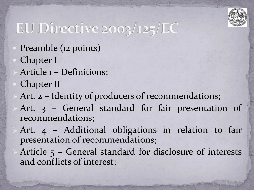 eu directive 2003 125 ec