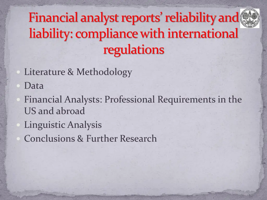financial analyst reports reliability 1