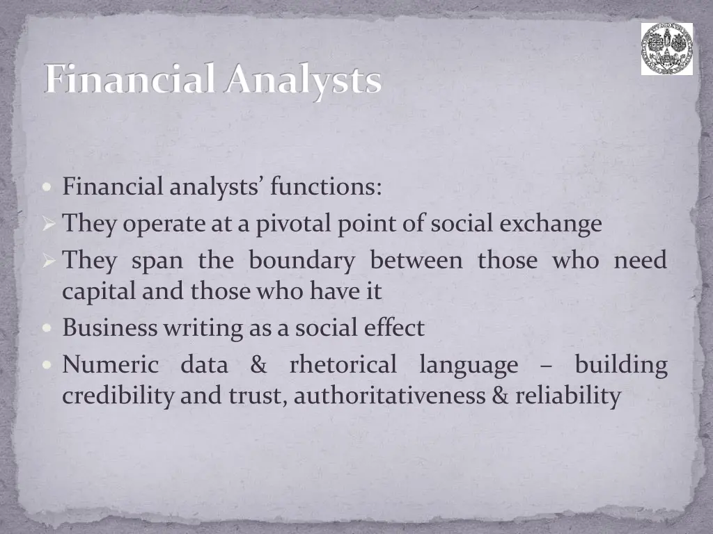 financial analysts