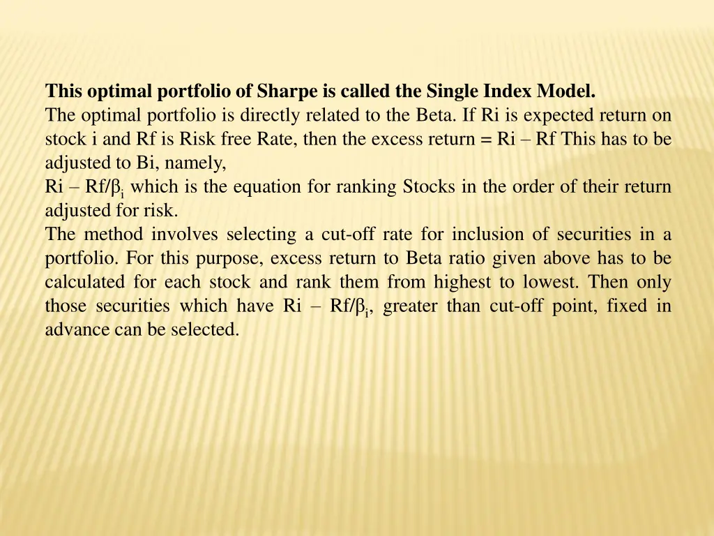 this optimal portfolio of sharpe is called