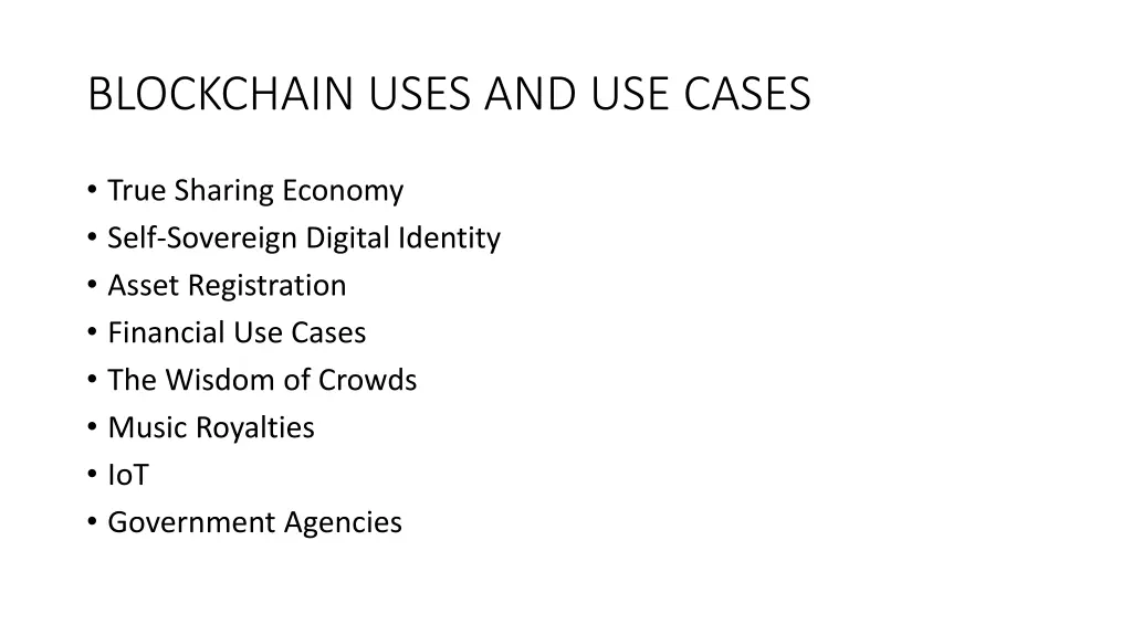 blockchain uses and use cases