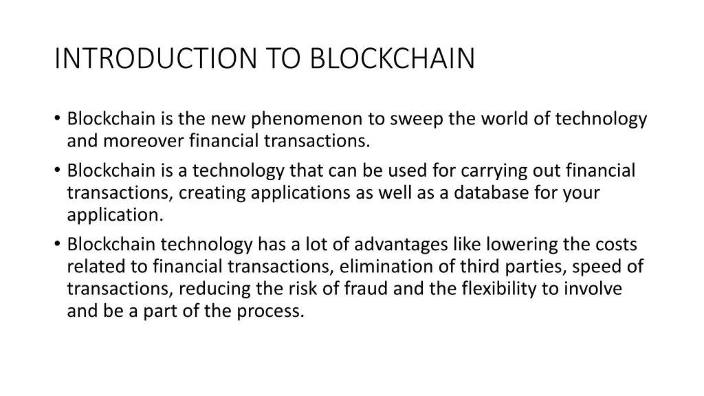 introduction to blockchain
