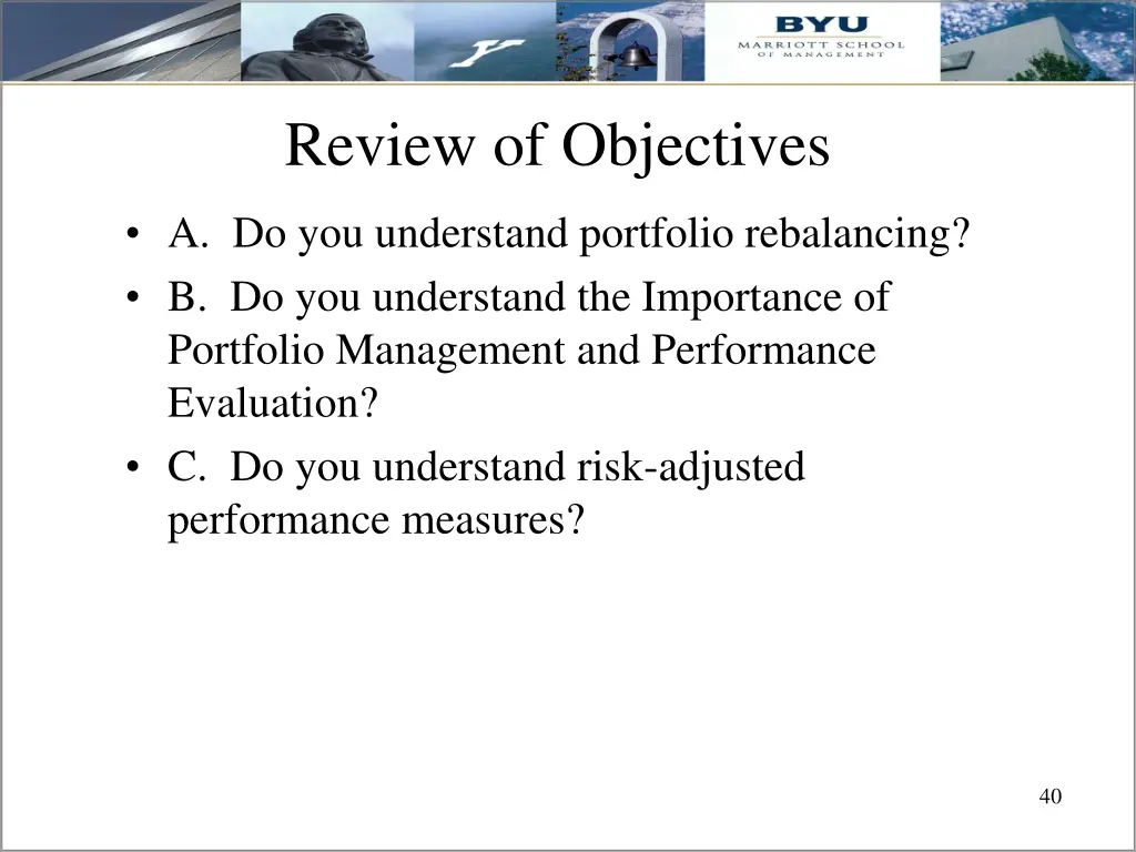 review of objectives