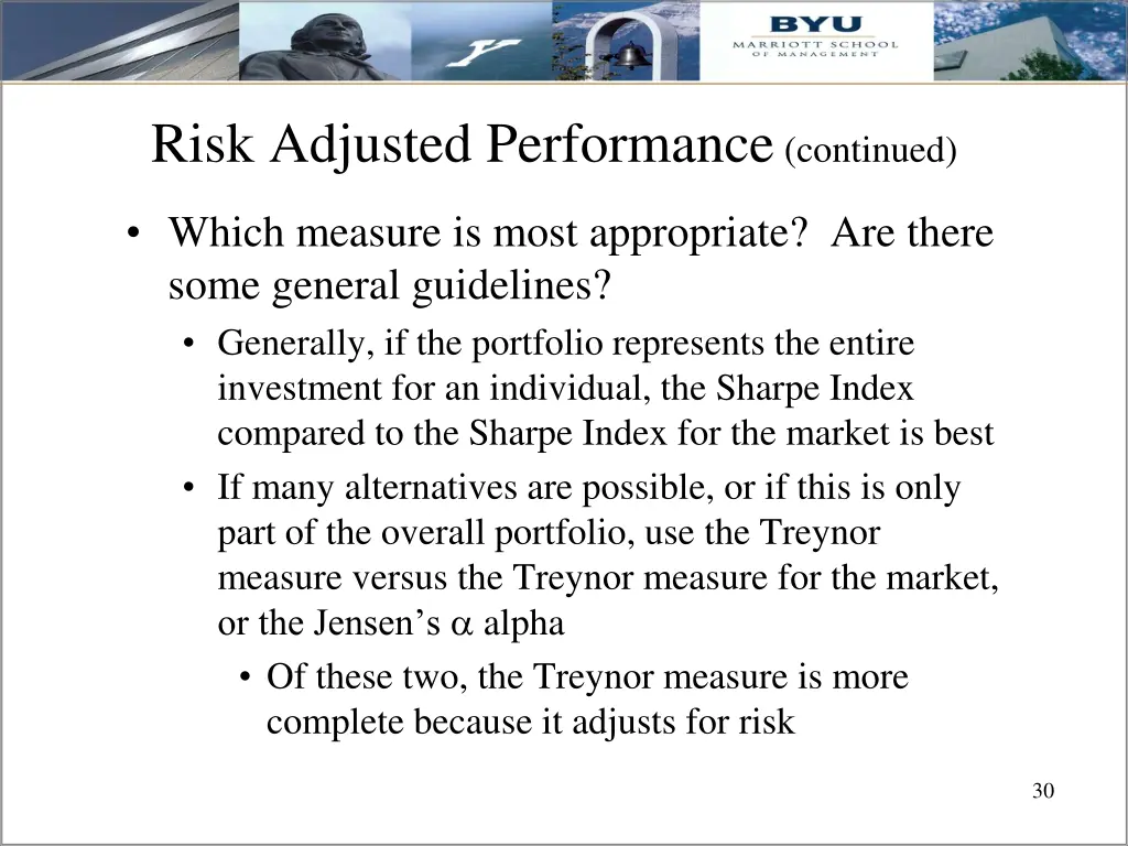 risk adjusted performance continued 1