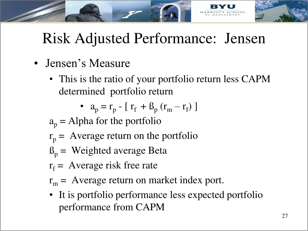 risk adjusted performance jensen