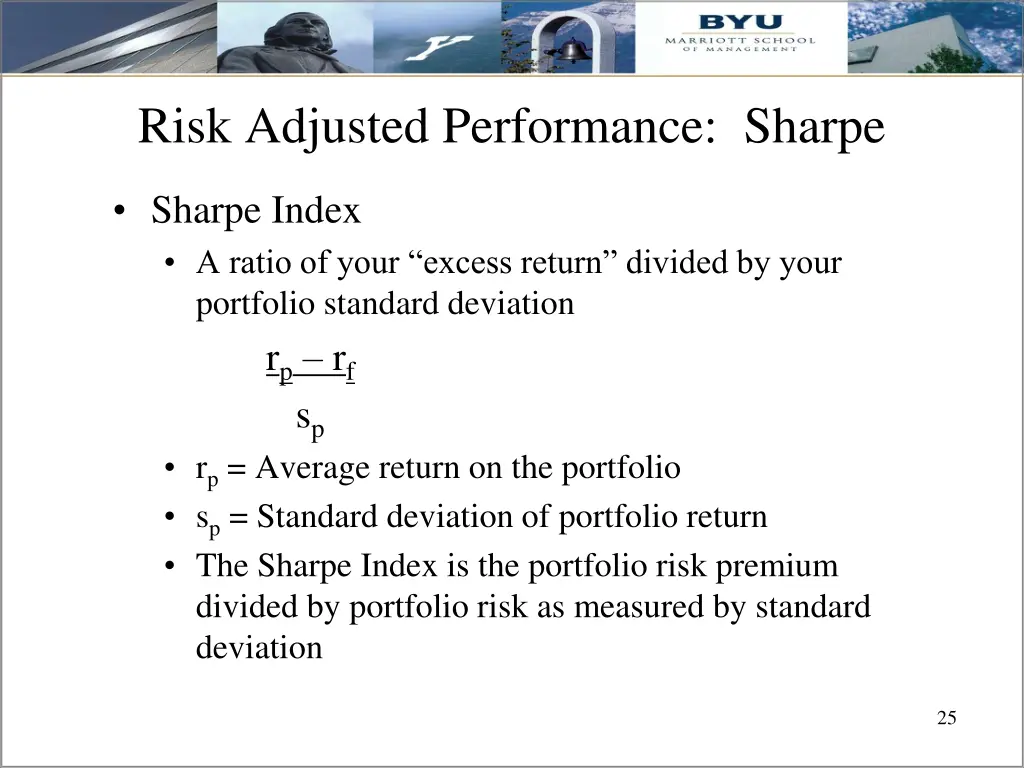 risk adjusted performance sharpe