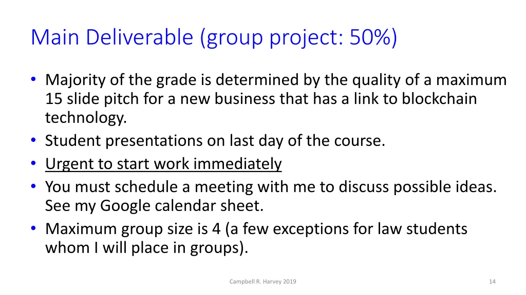 main deliverable group project 50