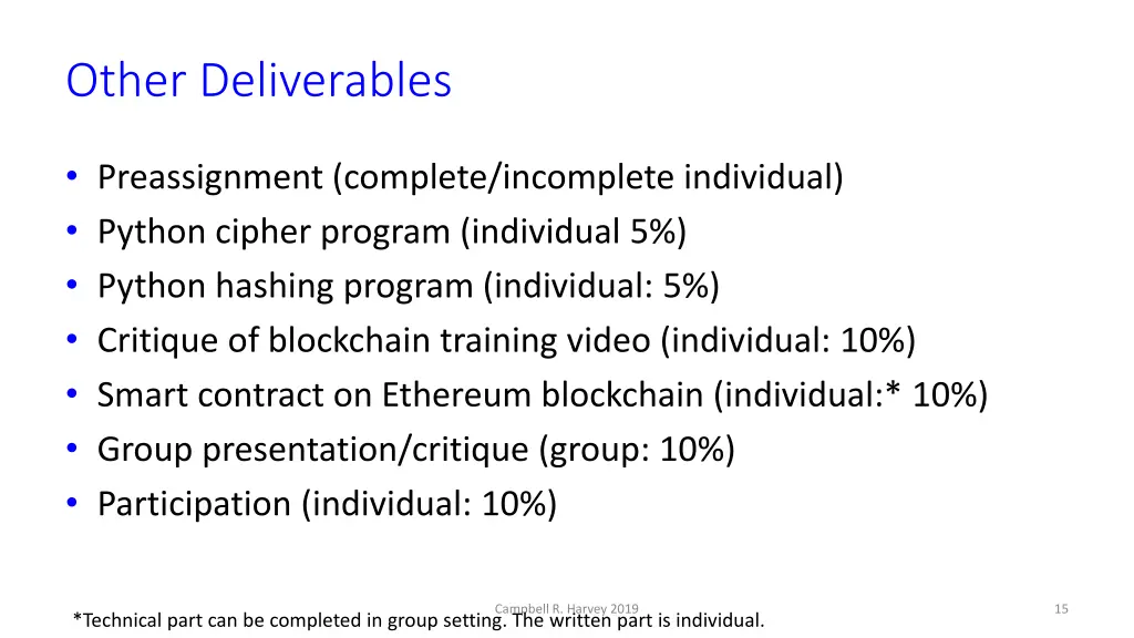 other deliverables