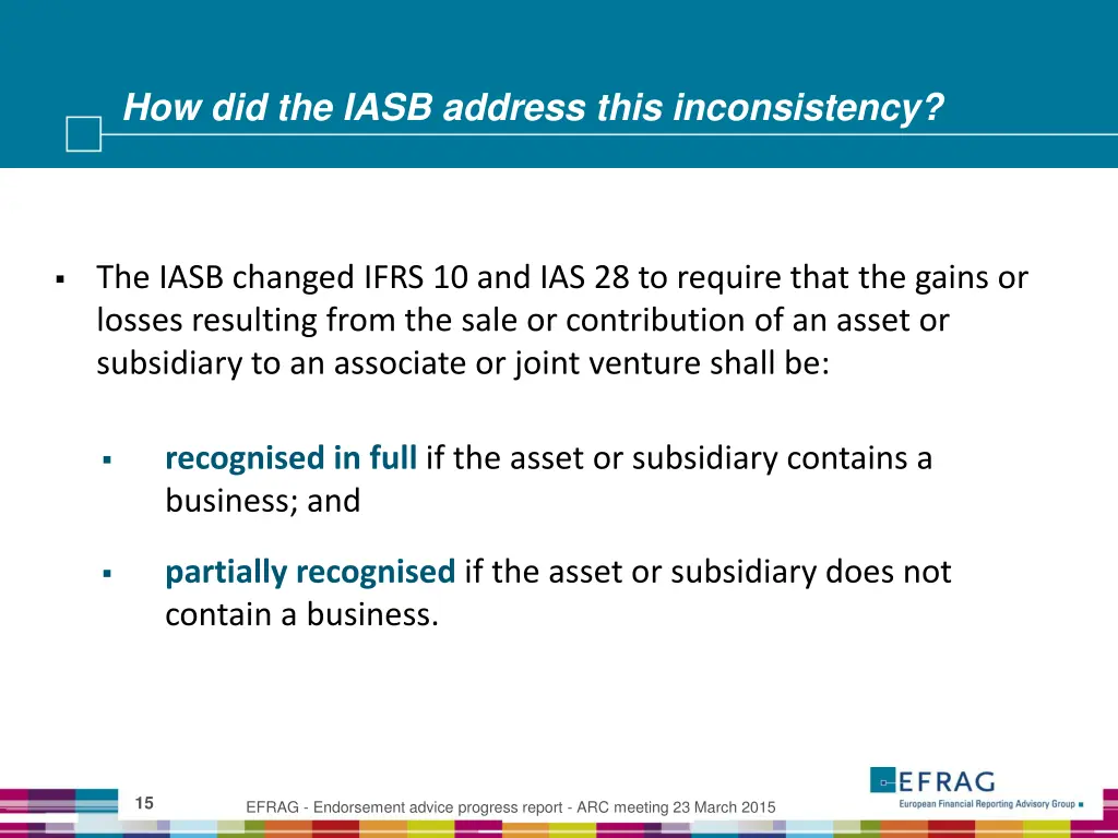 how did the iasb address this inconsistency