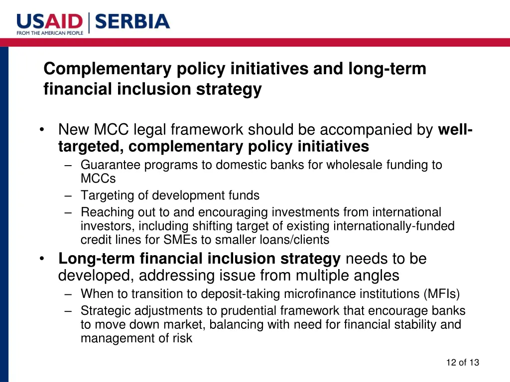 complementary policy initiatives and long term