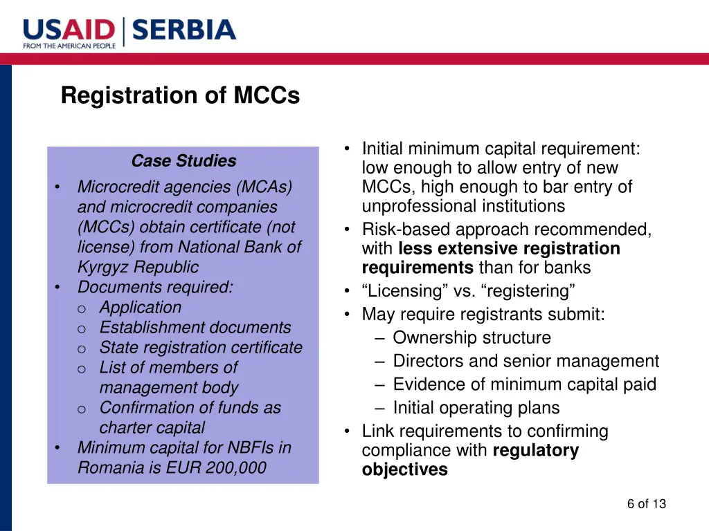 registration of mccs