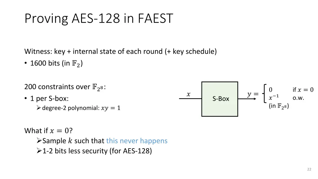 proving aes 128 in faest