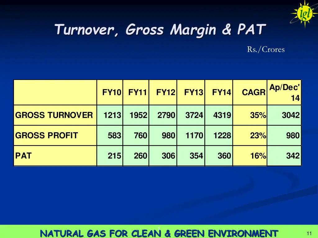 turnover gross margin pat