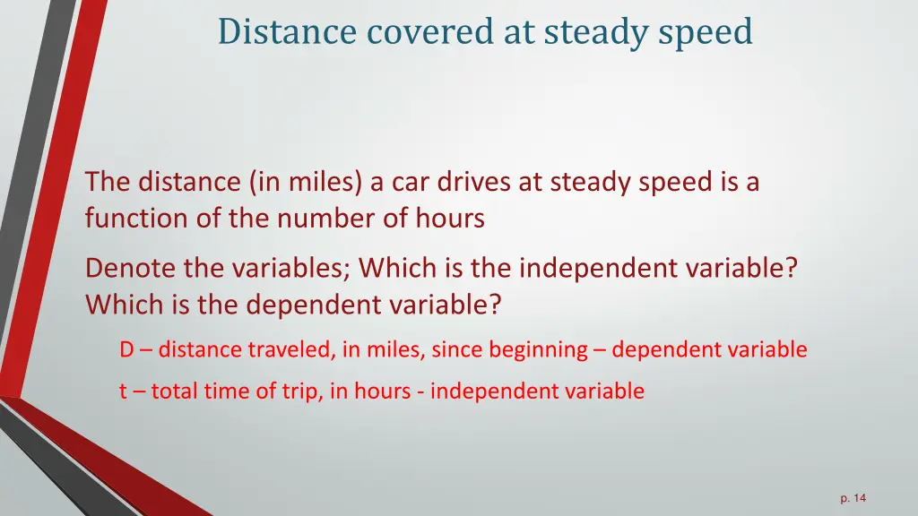 distance covered at steady speed 1