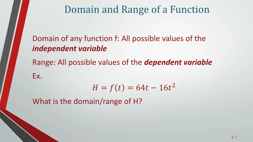domain and range of a function
