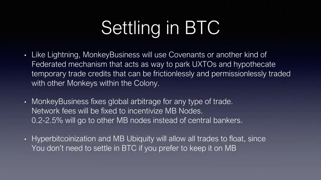settling in btc
