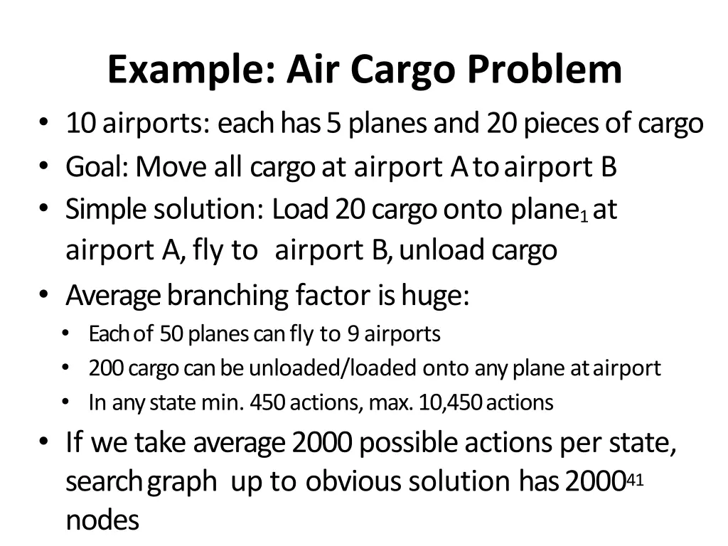 example air cargo problem 10 airports each