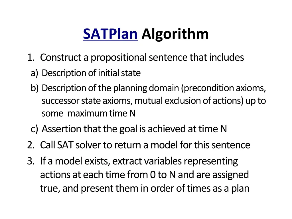 satplan algorithm