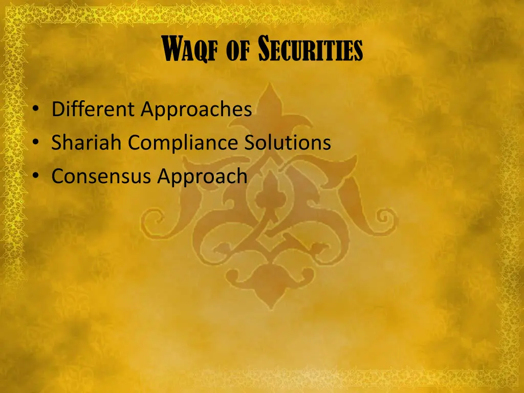 w aqf of s ecurities