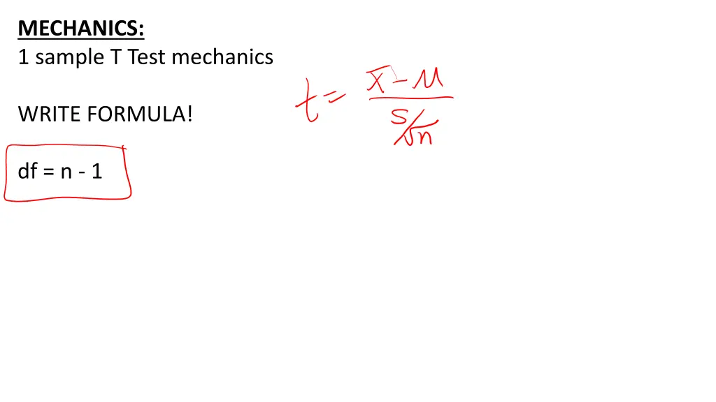 mechanics 1 sample t test mechanics