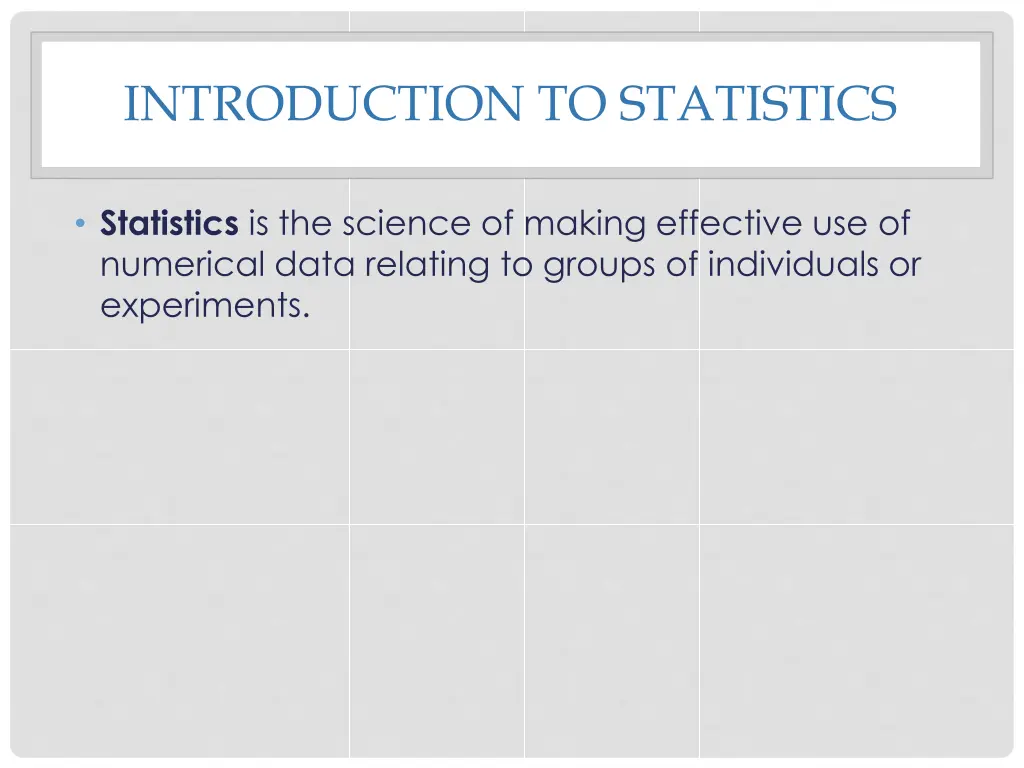introduction to statistics