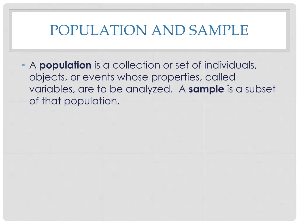 population and sample