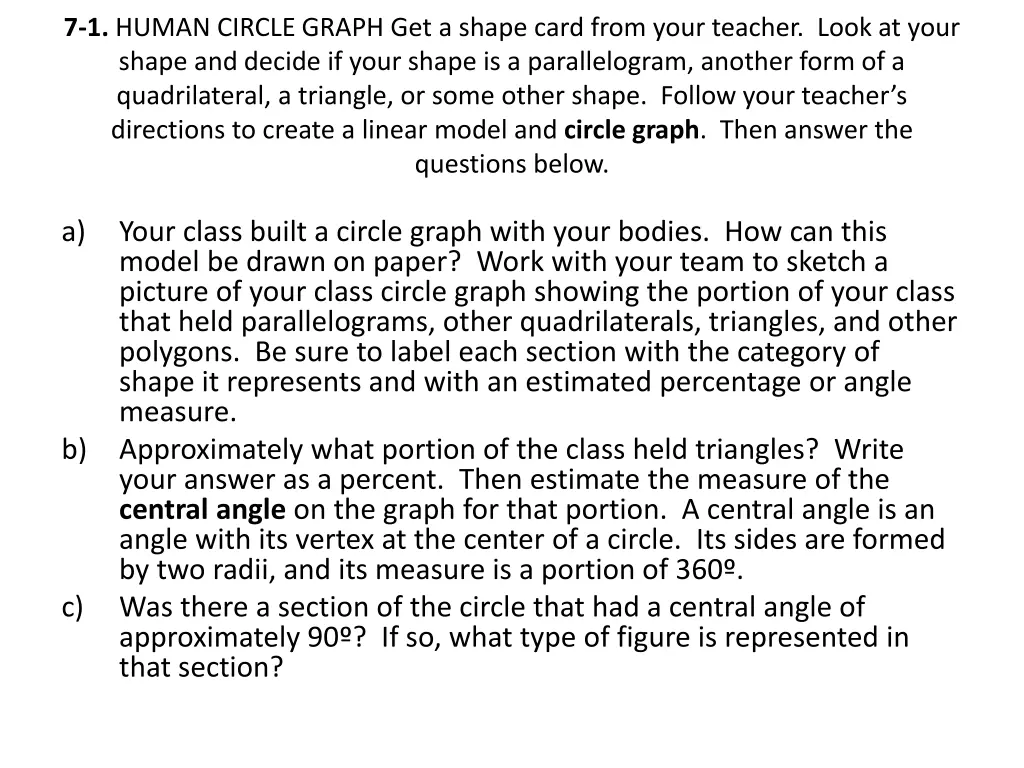 7 1 human circle graph get a shape card from your