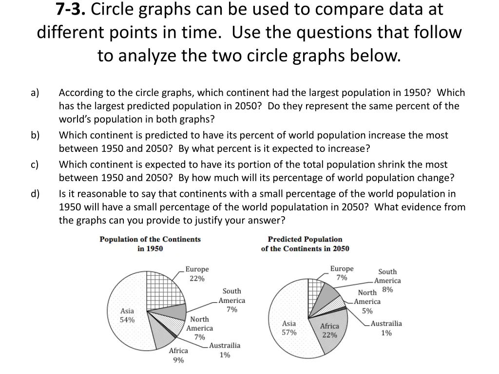 7 3 circle graphs can be used to compare data