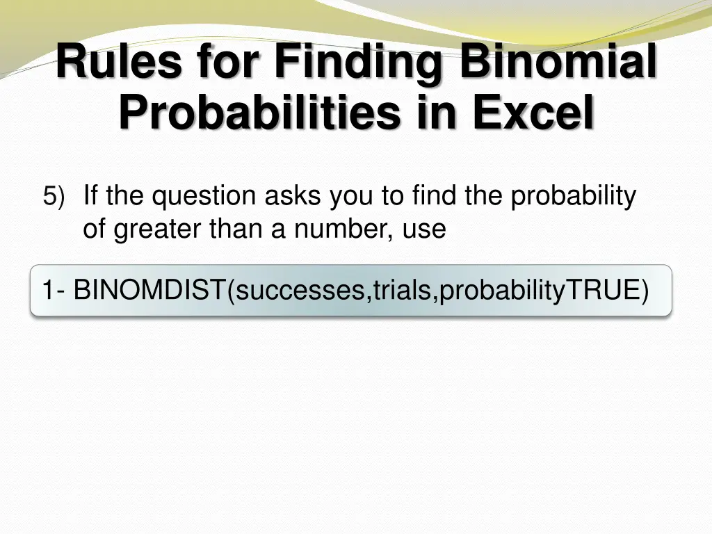 rules for finding binomial probabilities in excel 2