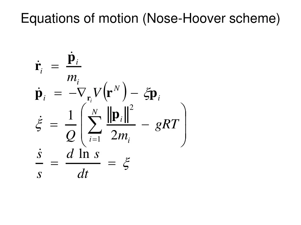 equations of motion nose hoover scheme