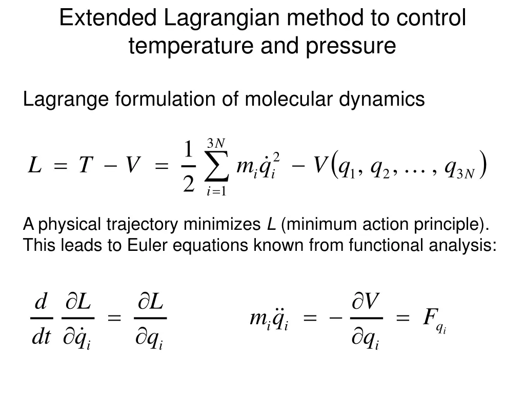 extended lagrangian method to control temperature