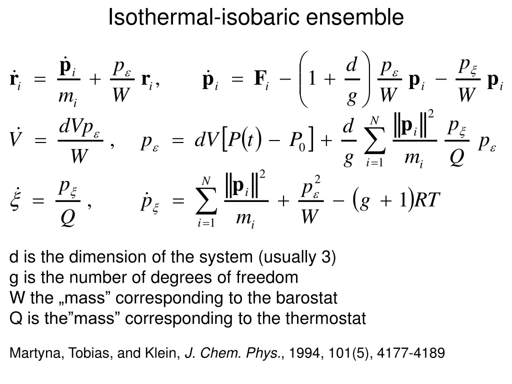isothermal isobaric ensemble