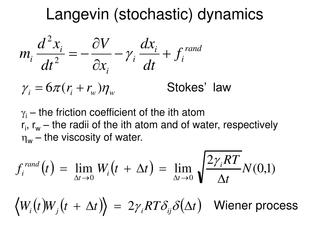 langevin stochastic dynamics