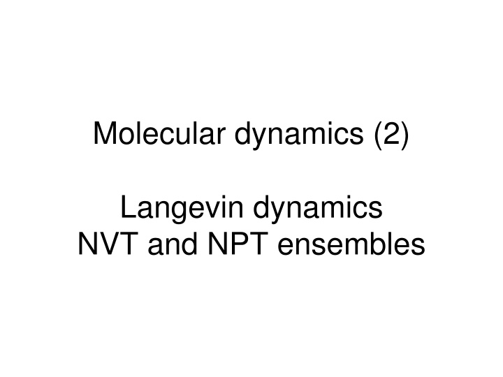 molecular dynamics 2
