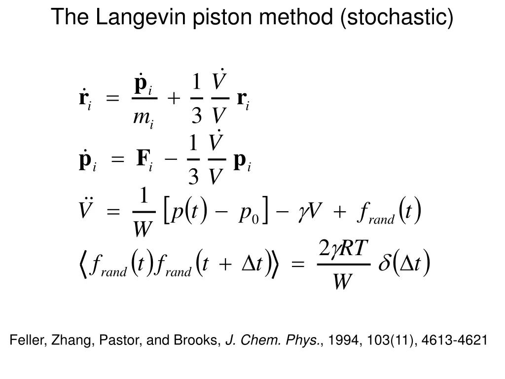 the langevin piston method stochastic