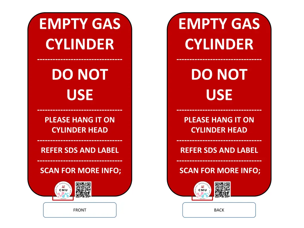 empty gas cylinder do not use please hang