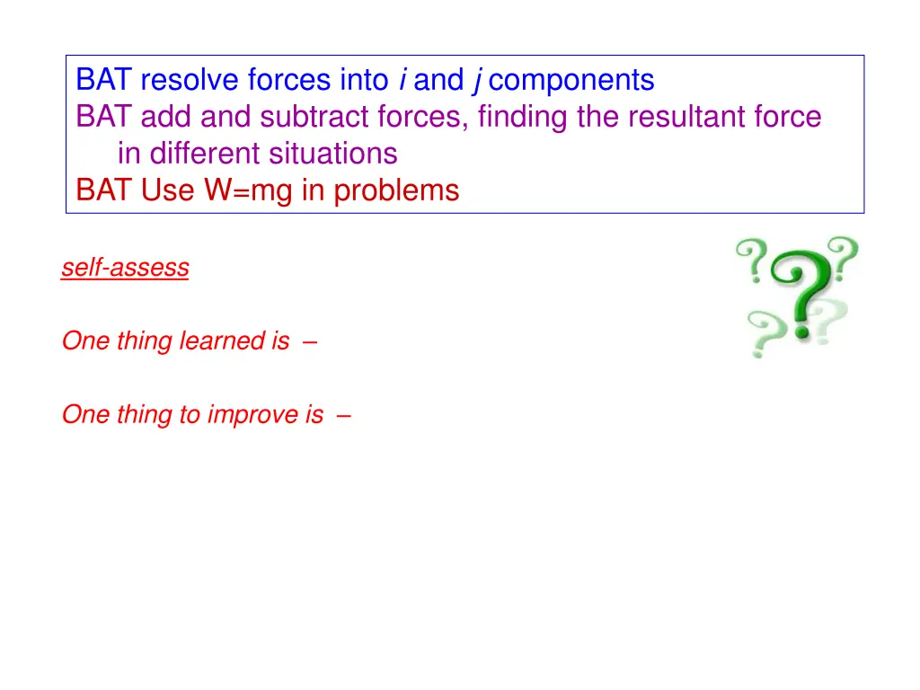 bat resolve forces into i and j components 1