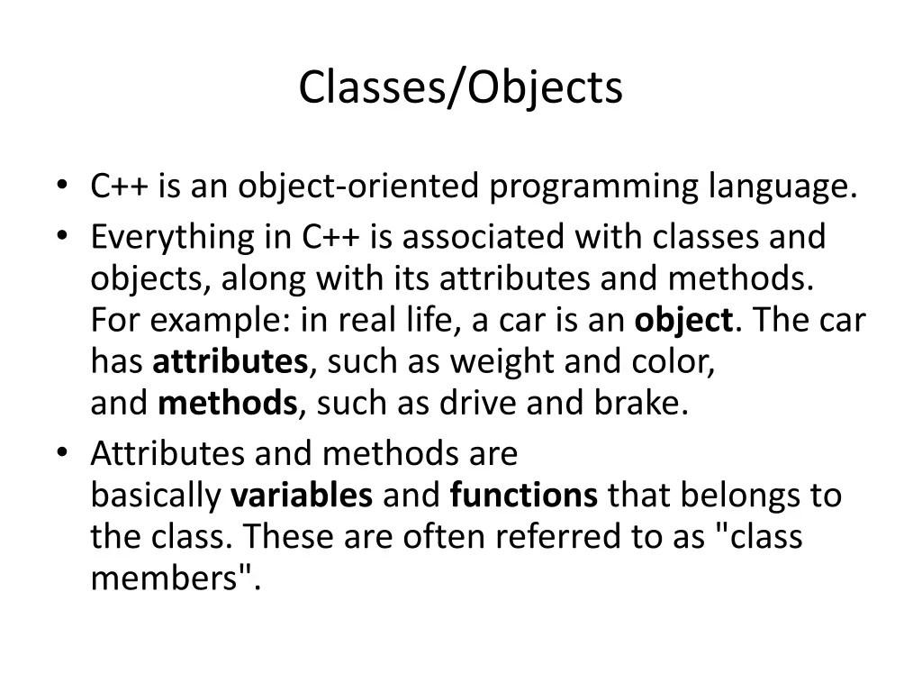 classes objects