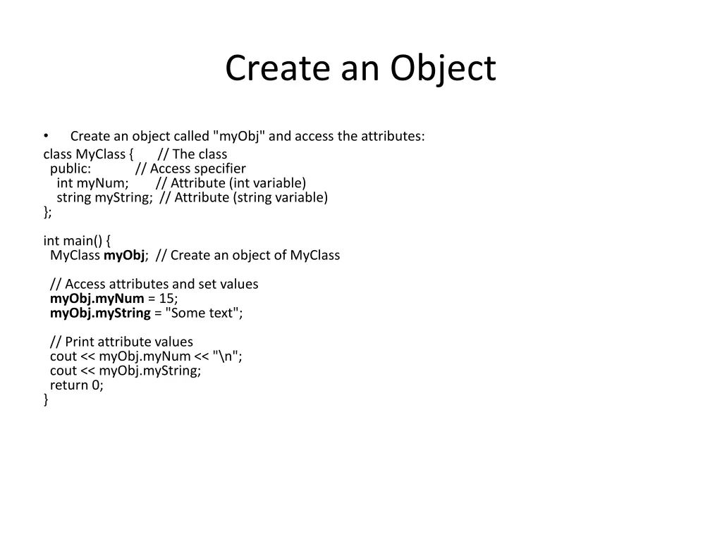 create an object