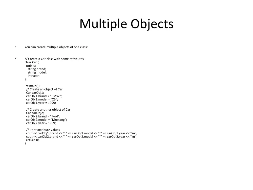 multiple objects