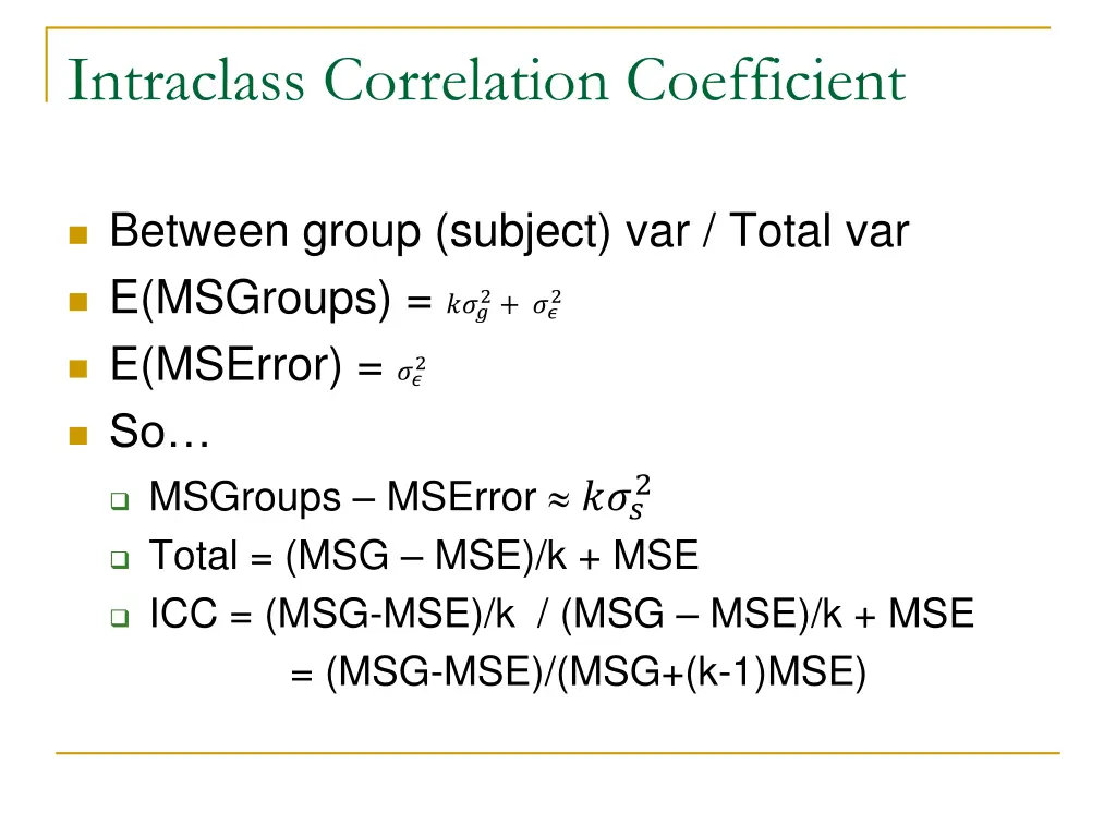 intraclass correlation coefficient