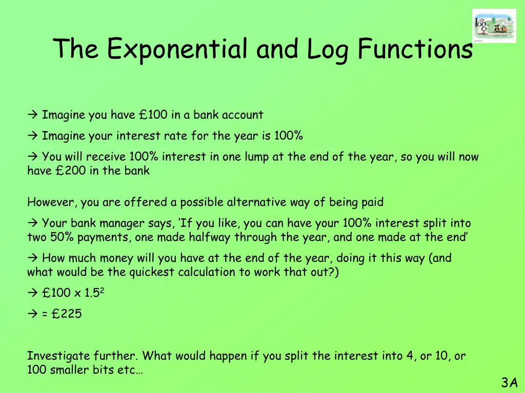 the exponential and log functions 1