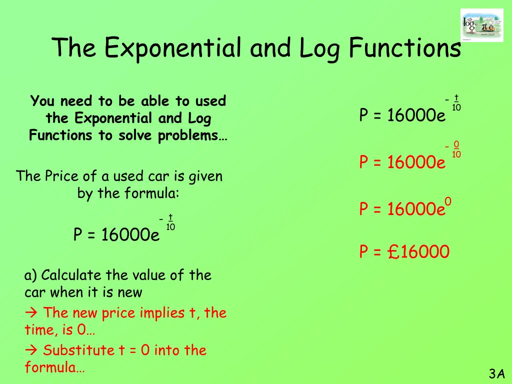the exponential and log functions 18