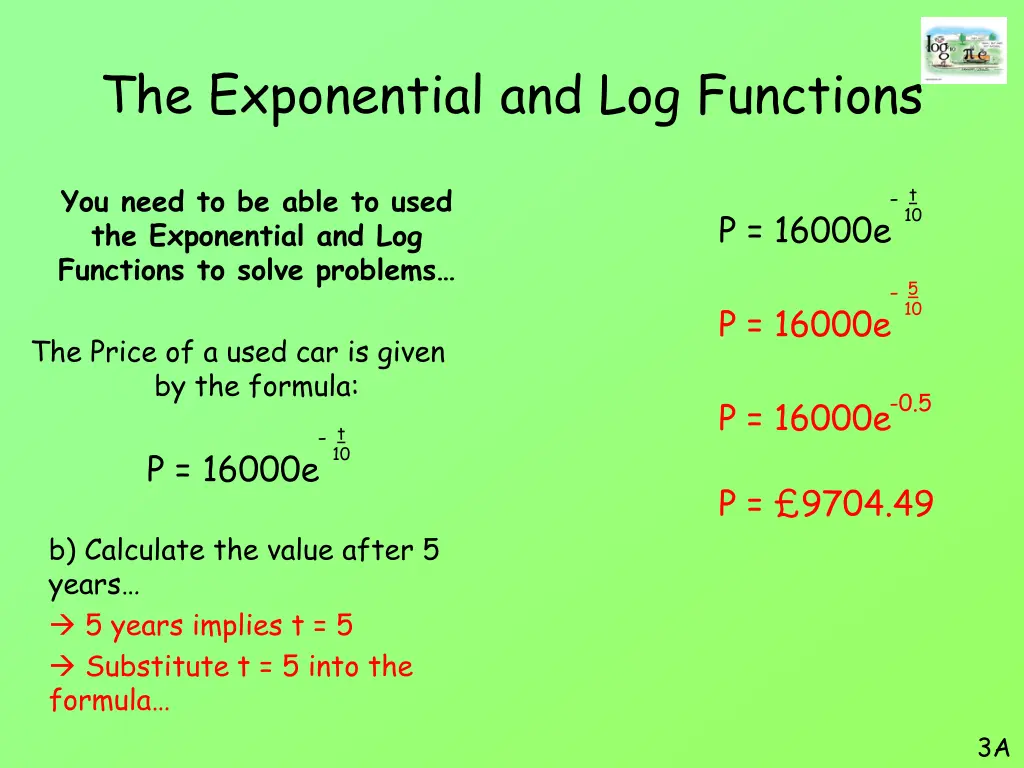 the exponential and log functions 19