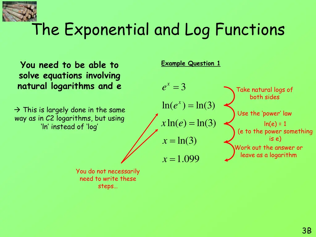 the exponential and log functions 22