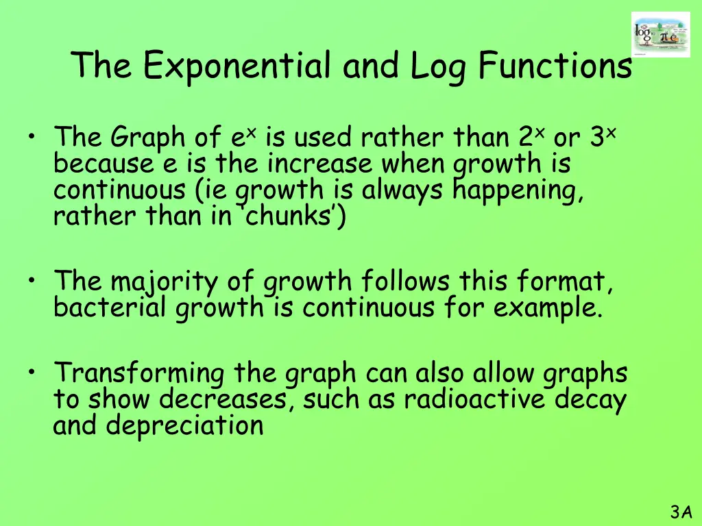 the exponential and log functions 9