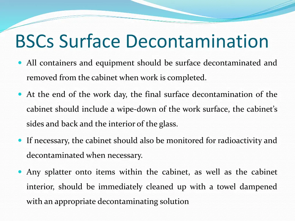 bscs surface decontamination