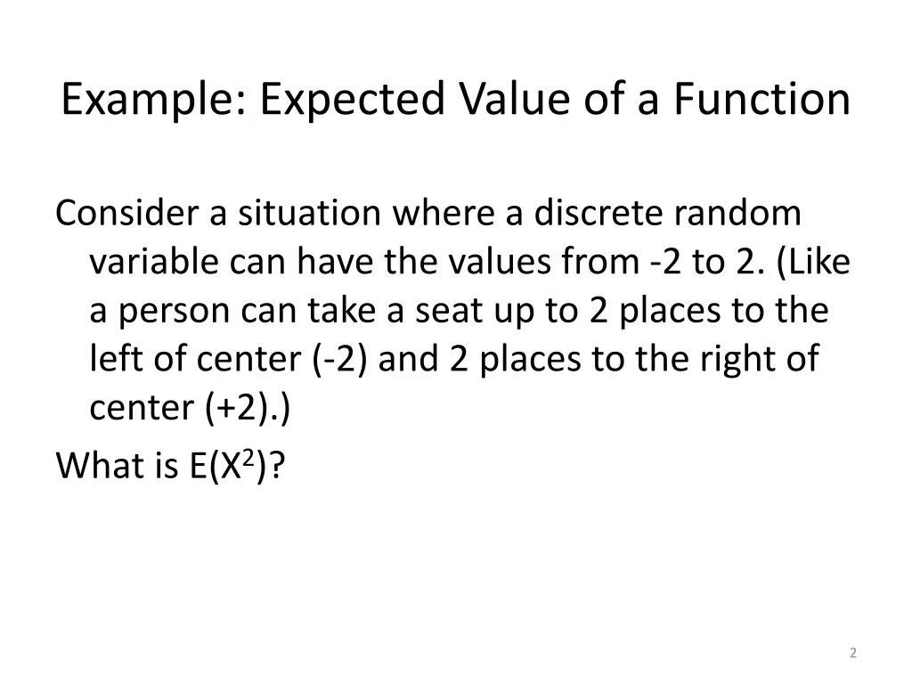 example expected value of a function