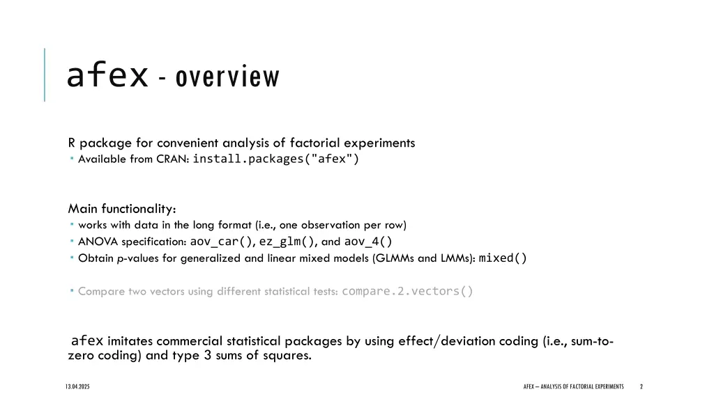 afex overview