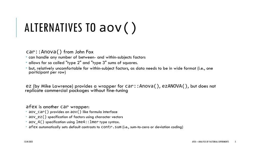 alternatives to aov